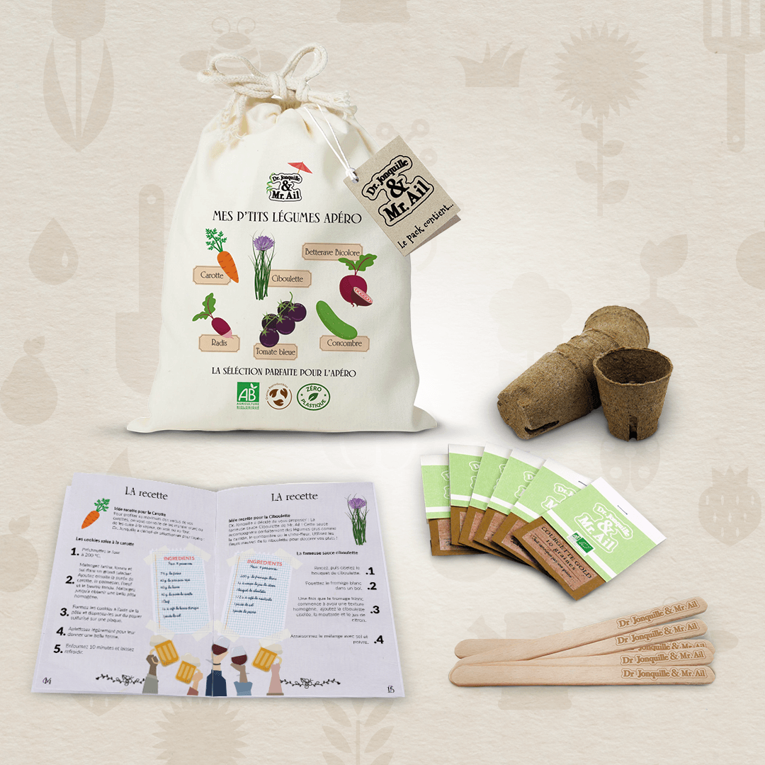 Kit de jardinage - Contenu du kit mes p'tits légumes apéro