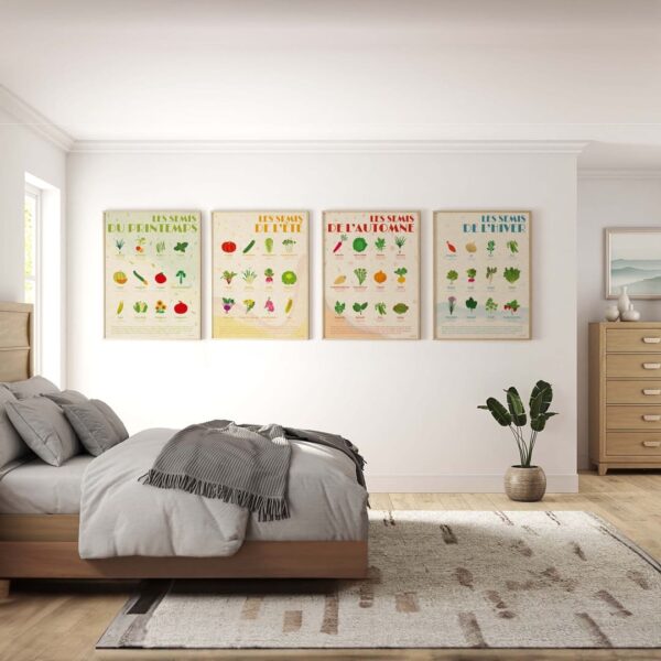 Affiche/Poster Les 4 saisons de semis - Dr. Jonquille & Mr. Ail 30 x 40 cm Papier certifié FSC Imprimée à Nantes