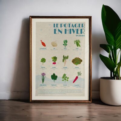 Affiche/Poster Le potager en Hiver - Dr. Jonquille & Mr. Ail 30 x 40 cm Papier certifié FSC Imprimée à Nantes
