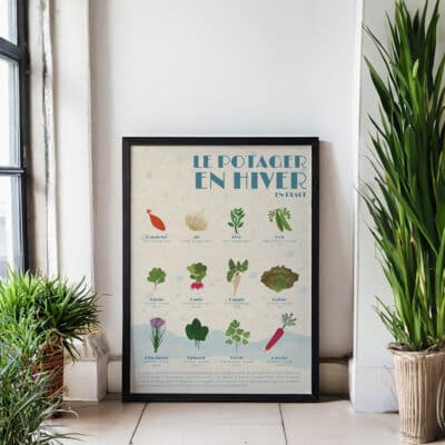 Affiche/Poster Le potager en Hiver - Dr. Jonquille & Mr. Ail 30 x 40 cm Papier certifié FSC Imprimée à Nantes