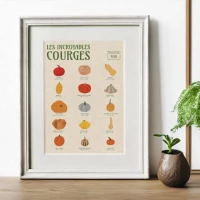 Affiche/Poster Les Incroyables Courges - Dr. Jonquille & Mr. Ail 30 x 40 cm Papier certifié FSC Imprimée à Nantes
