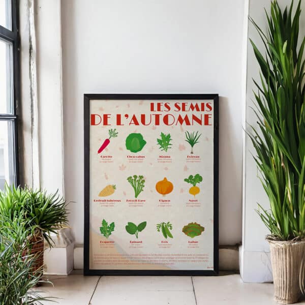 Affiche/Poster Les Semis de l'Automne - Dr. Jonquille & Mr. Ail 30 x 40 cm Papier certifié FSC Imprimée à Nantes