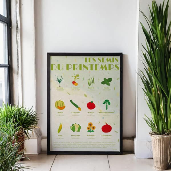 Affiche/Poster Les Semis du Printemps - Dr. Jonquille & Mr. Ail 30 x 40 cm Papier certifié FSC Imprimée à Nantes