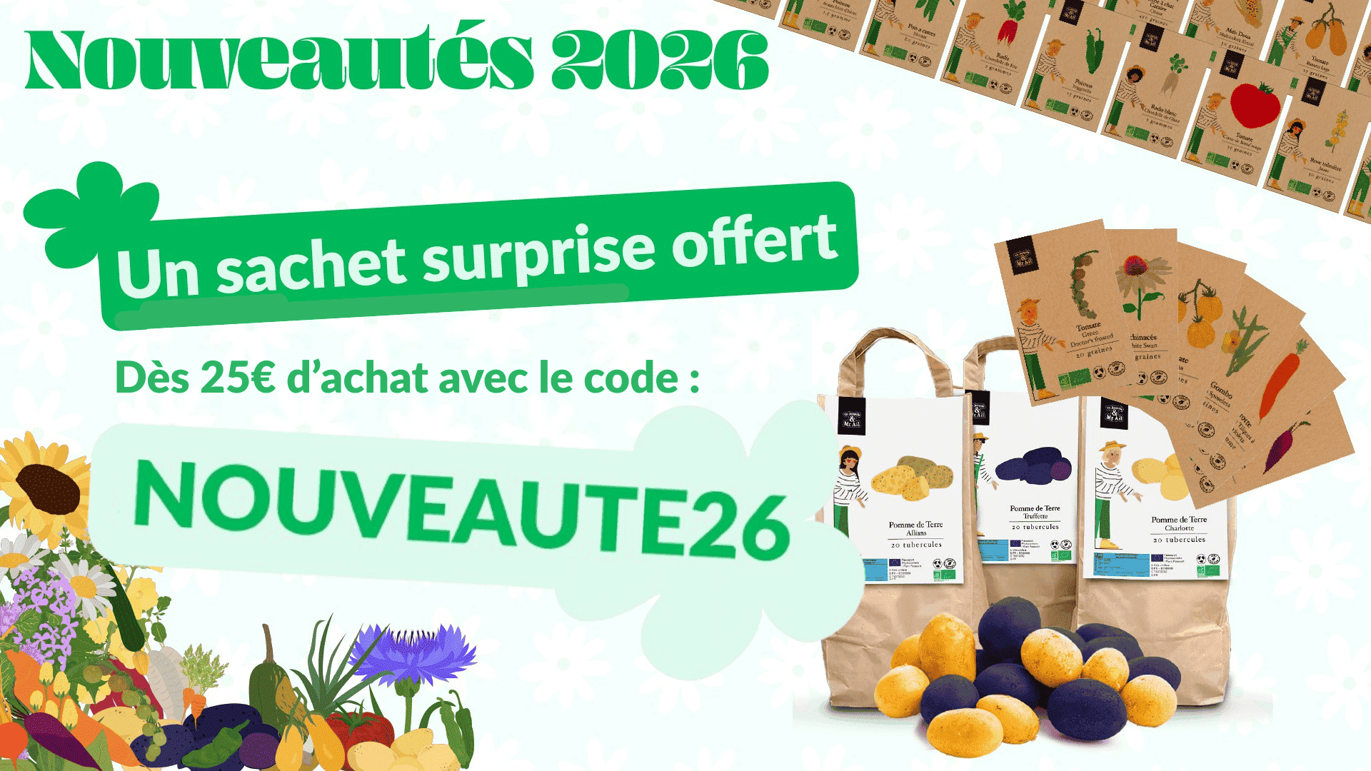 Nouvelles variétés 2026 - Semences Bio et Reproductibles - Dr. Jonquille & Mr. Ail