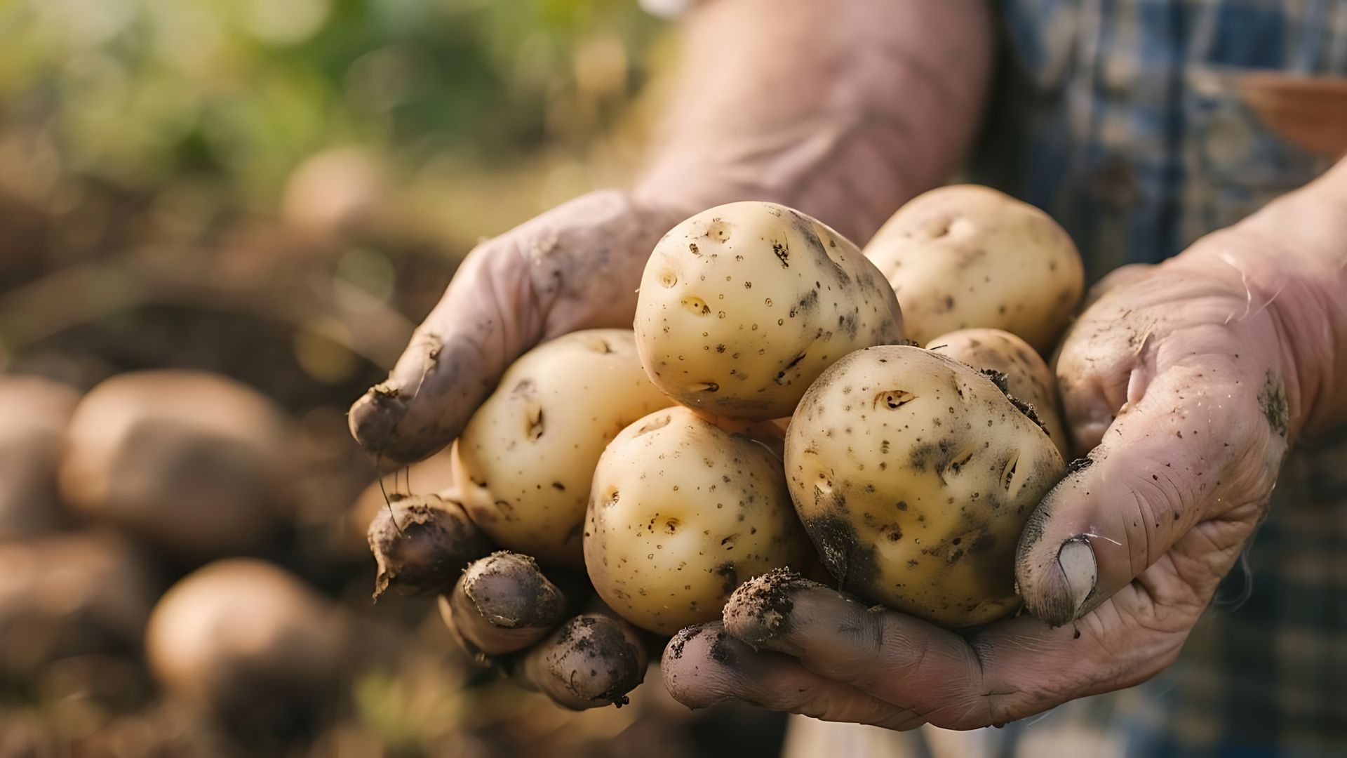 Un jardinier récolte des pommes de terre au potager