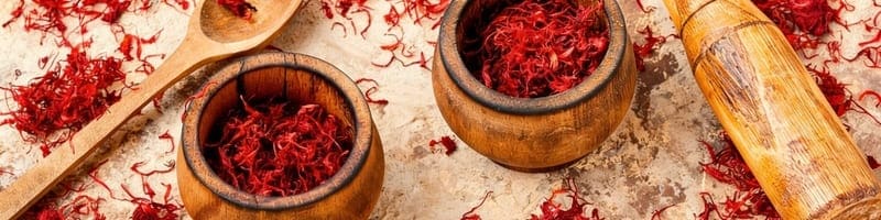 stigmates-de-safran-seches-dans-un-bol Épices de safran dans des bols